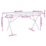 vidaXL Table à manger cadre en X 160x80x75 5 cm bois pin massif fonte