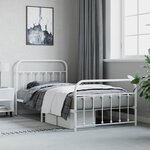 vidaXL Cadre de lit métal sans matelas et pied de lit blanc 107x203 cm