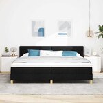 vidaXL Lit à ressorts Noir 200 x 200 cm Revêtement et Bois et Mousse