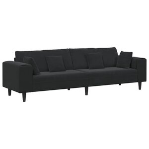 vidaXL Canapé avec coussin Noir 250 x 77 x 76 cm Velours