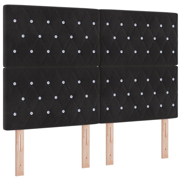 Lit Box Spring vidaXL avec Matelas Noir 140x190 cm Velours