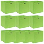 vidaXL Boîtes de rangement 10 Pièces Vert 32x32x32 cm Tissu