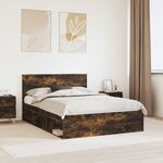 vidaXL Cadre de lit Chêne fumé 140 x 190 cm Bois d'ingénierie