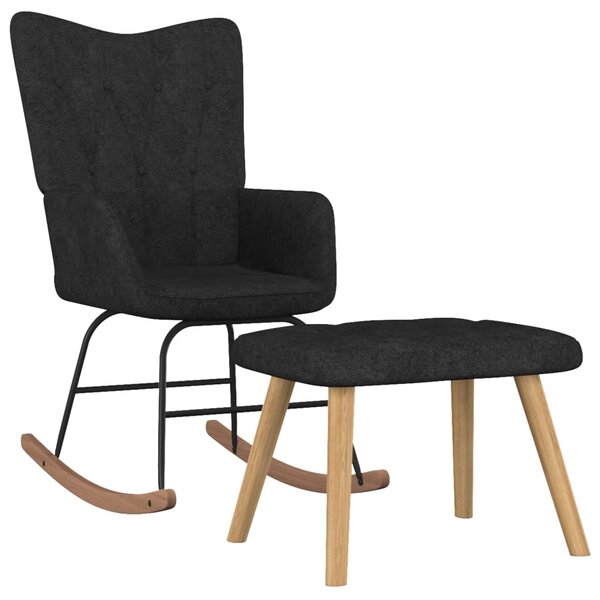 vidaXL Chaise à bascule avec repose-pied Noir Tissu