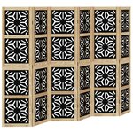 vidaXL Cloison de séparation 6 panneaux marron noir paulownia massif