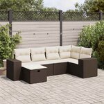 vidaXL Salon de jardin avec coussins 6 Pièces marron résine tressée