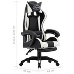 vidaXL Fauteuil de jeux vidéo et repose-pied Blanc et noir Similicuir