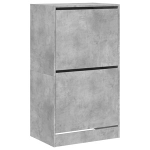 vidaXL Armoire à chaussures 2 tiroirs rabattables gris béton