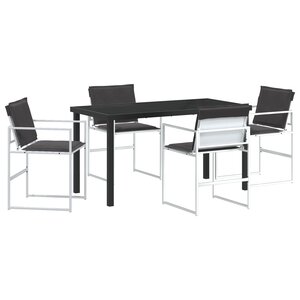 vidaXL Ensemble de salle à manger de jardin 5 pièces avec coussins Textilène blanc et acier