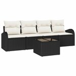 vidaXL Ensemble de canapé de jardin 5 Pièces Noir 55 x 55 x 37 cm