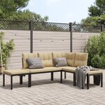 vidaXL Salon de jardin avec coussins 4 Pièces noir acier enduit de poudre