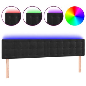 vidaXL Tête de lit à LED Noir 160x5x78/88 cm Velours