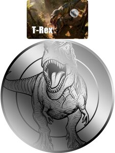 Pièce de monnaie en Platine 12 Dollars g 0.031 (1/1000 oz) Millésime 2026 T-REX 1/1000 (PRÉCOMMANDE)