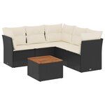 vidaXL Salon de jardin 6 Pièces avec coussins noir résine tressée