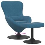 vidaXL Fauteuil œuf 2 Pièces Bleu 63 x 73 x 90 cm Velours