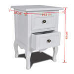 vidaXL Table de chevet avec 2 tiroirs MDF Blanc