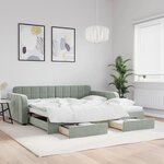 vidaXL Lit de jour avec gigogne et tiroirs sans matelas 100x200 cm