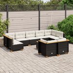 vidaXL Salon de jardin 10 Pièces avec coussins noir résine tressée