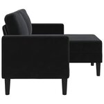 vidaXL Canapé 2 places avec méridienne en L noir 125 cm velours