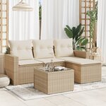 vidaXL Salon de jardin avec coussins 5 Pièces beige résine tressée
