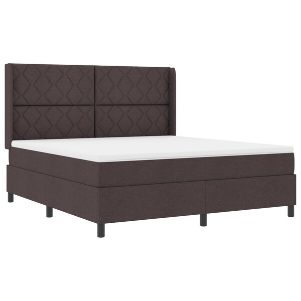 vidaXL Lit à ressorts avec matelas & LED Marron Foncé 180x200 cm Tissu