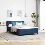 vidaXL Lit à ressorts avec matelas Bleu 160 x 200 cm tissu