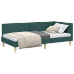 vidaXL Cadre de lit d'angle Vert foncé 90 cm x 200 cm tissu
