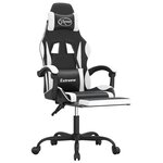 vidaXL Chaise de jeu avec repose-pied Noir et blanc Similicuir
