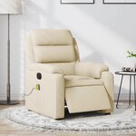 vidaXL Fauteuil inclinable de massage électrique crème tissu