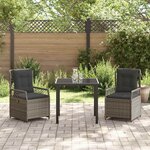 vidaXL Ensemble de salle à manger pour jardin 3 Pièces Gris polyrotin
