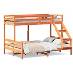 vidaXL Lit superposé 80x200/140x200 cm cire marron bois de pin massif