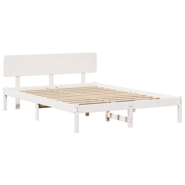 vidaXL Cadre de lit avec tête de lit blanc 150x200 cm bois de pin massif