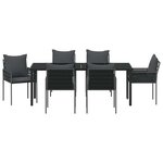 vidaXL Ensemble de salle à manger pour jardin 7 Pièces Noir Poly rotin