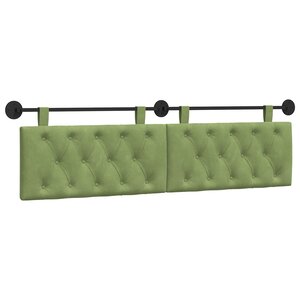 vidaXL Tête de lit suspendue Avec lumière LED Vert clair Velours
