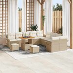 vidaXL Ensemble de canapé de jardin avec coussin 13 Pièces Beige et crème