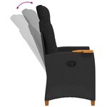 vidaXL Chaise inclinable avec plateau à thé Noir 62 x 64 x 112 cm