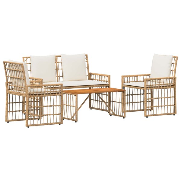 vidaXL Ensemble de meubles d'extérieur 4 Pièces Blanc Naturel et Crème
