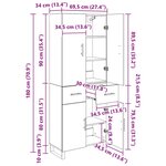 vidaXL Haut Armoire 2 Pièces Chêne noir Bois Aggloméré et Verre