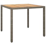 vidaXL Table de jardin pour repas Gris 90 x 90 x 75 cm Poly rotin