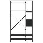 vidaXL Porte-vêtements avec étagères noir bois d'ingénierie