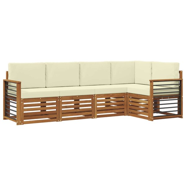 vidaXL Ensemble de canapés d'extérieur 5 pc Naturel et Crème Polyester