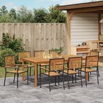 Ensemble de salle à manger de jardin 9 pièces vidaXL Noir Poly Rattan Acacia