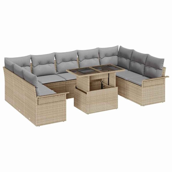 vidaXL Ensemble de canapé de jardin 10 Pièces Beige 100 x 55 x 73 cm