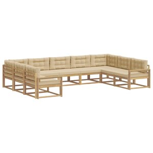 vidaXL Ensemble de canapés d'extérieur 9 Pièces Blanc et Beige