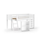 Lit Mi-Hauteur Scott Un Bureau  Commode 4 Tiroirs Blanc