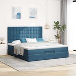 VidaXL Cadre de lit ottoman avec matelas bleu foncé 160x200 cm velours