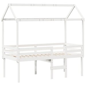 vidaXL Lit haut avec toit blanc 90x200 cm bois de pin massif