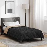 vidaXL Duvet d'hiver Noir et Taupe 220 x 135 cm Microfibre