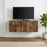 vidaXL Meuble TV mural 78 5 x 41 x 30 cm Chêne fumé Bois d'ingénierie