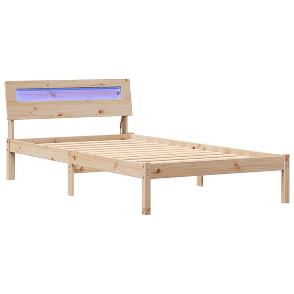 vidaXL Cadre de lit avec tête de lit Marron 100 x 200 cm Pin massif